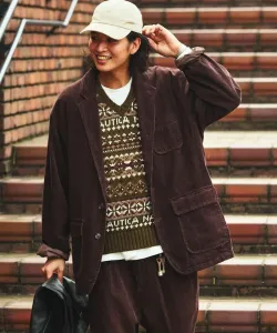 Однобортный вельветовый жакет в винтажном стиле Осень-зима 2025