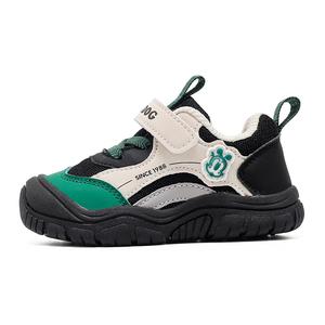 Нескользящие, износостойкие, противоударные, низкие детские кроссовки для повседневной носки. Для детей от 3 до 7 лет. BOBDOG, черный/коралловый/зеленый