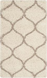 Ковер SAFAVIEH, 61 x 92 см, Hudson Shag Collection, Ivory & Beige, узор Trellis, без линьки и простой в уходе, идеален для помещений с высокой проходимостью: прихожая, гостиная, спальня (SGH280D)