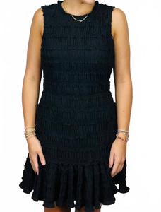 Черное мини-платье с ярусами и рюшами MIOU MUSE