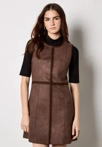 Мини-Платье с декоративной строчкой Apricot, Brown