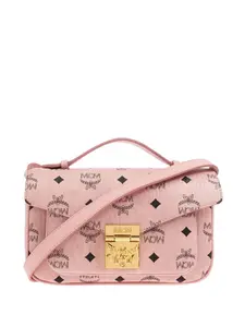 Сумка через плечо с монограммой и клапаном MCM, розовый