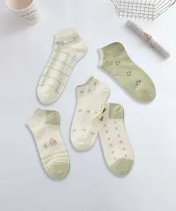 Девичьи носки до щиколотки из хлопковой смеси с вышивкой, комплект из 5 пар Aimoha - Select -, цвет Other Green Colors 3