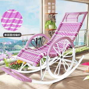 Fantasy Кресло-качалка из ротанга с колесами, круглый узор, фиолетово-белое, колесный стиль