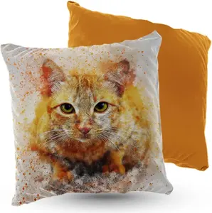 Подушка велюровая ПРЕМИУМ, рыжий котенок, 40 х 40 см, декоративная с наполнителем, для гостиной, спальни или в подарок 5made