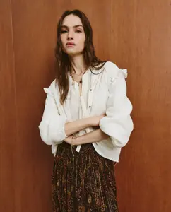 Женская блузка из медовой сетки с люрексом в клетку Southern Cotton, белый