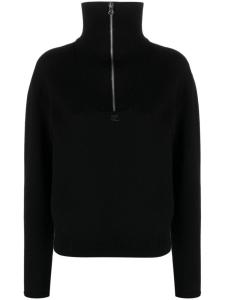 Courrèges джемпер с воротником на молнии и нашивкой-логотипом, черный