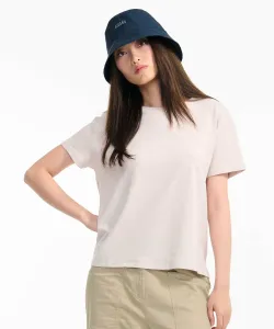 Футболка с короткими рукавами из хлопка и льна, с одноточечной вышивкой в тон ткани.