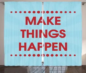 Штора ABAKUHAUS в деревенском стиле с цитатой Позитивная жизненная мотивация, для спальни, с присборенной лентой, петлями и крючками, 280 x 225 см, бирюзовый, каштаново-коричневый Abakuhaus