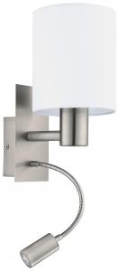 Найдите белый настенный светильник со светодиодной лампой для чтения Eglo, белый/никелированный