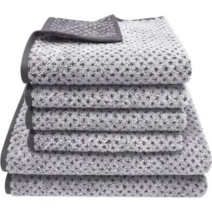 Набор полотенец Golden Shades Rhombus 6 шт. Махровые, мягкие и уютные; 4 полотенца (50x100 см), 2 больших полотенца для душа (70x140 см) Dyckhoff, графит