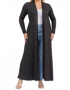 Кардиган макси с длинными рукавами и открытым передом, черный Karen T Design, черный