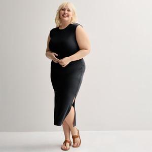 Платье больших размеров без рукавов со сборками Intempo, черный