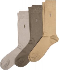 POLO RALPH LAUREN Мужские супермягкие плоские классические носки-следки (3 пары), Khaki Assorted