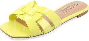 Женские плоские сандалии Journee с открытым квадратным носком, модной ремешковой вставкой, удобные нарядные слипоны Arrina Journee Collection, зеленый