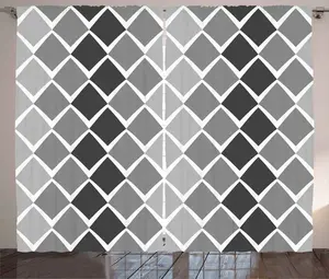 Штора ABAKUHAUS Rustic Grey and White, геометрический узор, универсальная ленточная штора для гостиной с петлями и крючками, 280 x 225 см, цвет: антрацитово-серый, светло-серый Abakuhaus