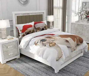 Комплект постельного белья 160x200 см + 2x70x80 см, 3 предмета, 100% хлопок, сатин, молния, собака, разноцветный - | So.0243 SOVIO