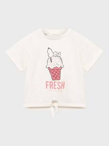 Детская футболка с галстуком Fresh Snoopy из хлопка Mango, Natural White