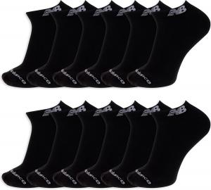 Носки New Balance унисекс для взрослых Performance Cushioned Low Cut - 6 и 12 пар - влагоотводящие, Black (12 Pairs)