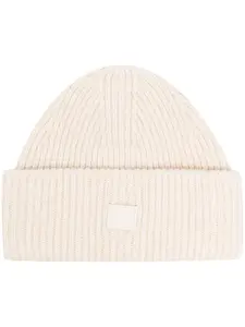Шапка бини в рубчик с логотипом Acne Studios, нейтральный