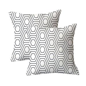 Декоративная наволочка, набор из 2 квадратных диванных подушек, чехол из плюшевого волокна для дивана, дивана, гостиной, 45 см x 45 см, черный и белый, 9 # CANDeal