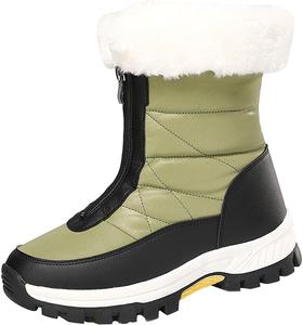 Женские зимние ботинки для активного отдыха на улице, противоскользящие ботинки до щиколотки с утепленной плюшевой подкладкой из флиса, на молнии, средней высоты Generic, A1-Army Green