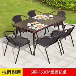 Комплект садовой мебели Green Water: 6 стульев, стол прямоугольный алюминиевый 150 см