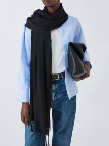 Шарф с бахромой из смеси шерсти John Lewis, черный