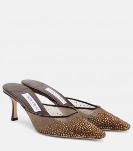 Мюли Vivi 65 из сетчатой ткани с кристаллами Jimmy Choo, коричневый