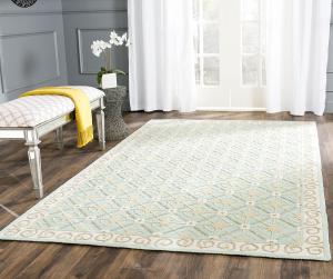 Ковер SAFAVIEH, 237 x 298 см, Newport Collection, Aquamarine & Beige, ручной работы из хлопка, идеален для помещений с высокой проходимостью в гостиной, спальне (NPT443D)