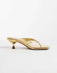 Золотистые босоножки на каблуке с ремешками на маленьком каблуке ASOS DESIGN Havana