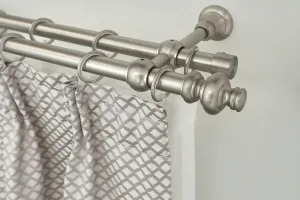 Карниз для штор GARESA "ANDREA", 2 направляющие, желаемая длина, комплект для штор, выдвижной, профиль торцевой кнопки большой, с кольцами 130 см, Ø 20 мм, цвет mattnickelfarben