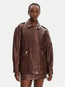 Кожаная куртка regular fit Fever 105012 A2I1 Pinko, коричневый