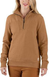 Carhartt Women's TENCEL Fiber Series расслабленный фасон полузастежка свитшот, Carhartt Brown
