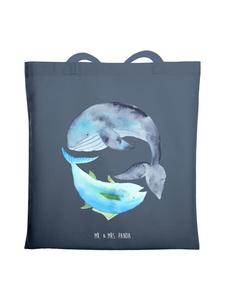 Mr. & Mrs. Panda Джутовая сумка с изображением кита и тунца, без надписи, индиго-синего цвета