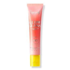 Блеск для губ Glow Gloss SPF 40 с пептидами и маслом ши Supergoop!, Strawberry Spritz (sheer coral tint)
