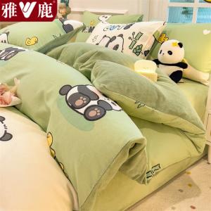 Yalu Пододеяльник 200х230 см из хлопкового велюра, двусторонний, цвет Panda Water Play Green