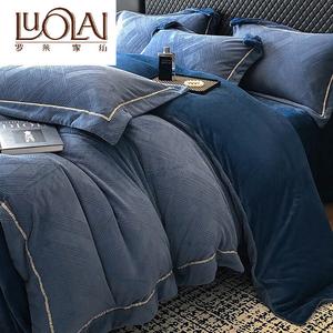 LUOLAI HOME Комплект постельного белья 1.5, 4 предмета, пододеяльник 200x230 см, австрийский бентли синий, безворсовый