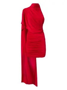 Мини-платье Waverly с эффектом сборки и накидкой The Andamane, красный