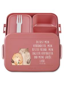 Mr. & Mrs. Panda Ланчбокс с изображением медведя и надписью пастельно-красного цвета