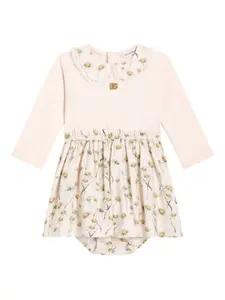 Платье с кружевом и цветочным принтом Dolce & Gabbana Kids, нейтральный