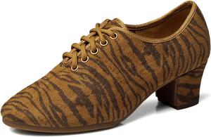 Танцевальные туфли SWDZM для мужчин и женщин для бальных танцев с шнуровкой, современные латинские, для сальсы, для выступлений и репетиций, коричневый
