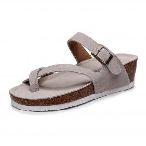 Golofi Женские противоскользящие шлепанцы с петлей для пальцев и клиновидным каблуком 117A коричневые, цвет Brown 117A Toe Loop Wedge Heel