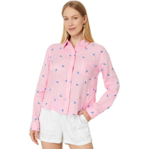 Рубашка Lilly Pulitzer Coralynn Button-Down, цвет Conch Shell Pink Gone Shellin Embroidery