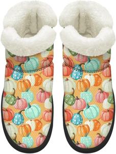 Женские удобные ортопедические зимние ботинки с поддержкой свода стопы, зимние снежные ботинки с мехом, на мягкой подошве EVA, пушистые ботинки Chririnla, Cute Pumpkin Print