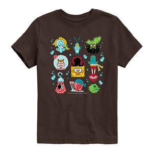 Футболка с принтом Spongebob Movie: Search for Squarepants Icons для мальчиков 8-20 Nickelodeon, Dark Brown