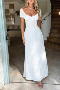 Глубокий квадратный вырез платье с завязками на спине TRUEDAMES, белый