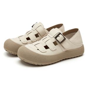 Туфли в клетку для свиньи, римские сандалии, женские SHOUBA, Beige