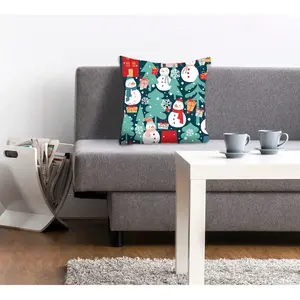 Декоративная подушка queence Niklas Наволочка, снеговики, елки, Рождество, зимняя, праздничная Queence, Bunt + bedruckt