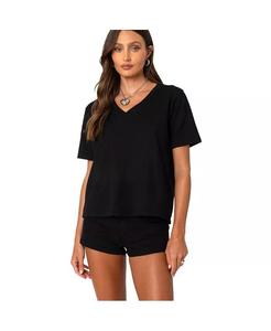 Футболка свободного кроя с V-образным вырезом Edikted, черный